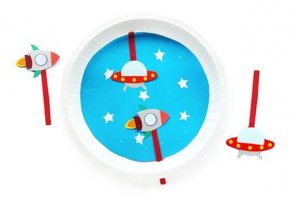 纸盘子手工制作自制太空飞船玩具