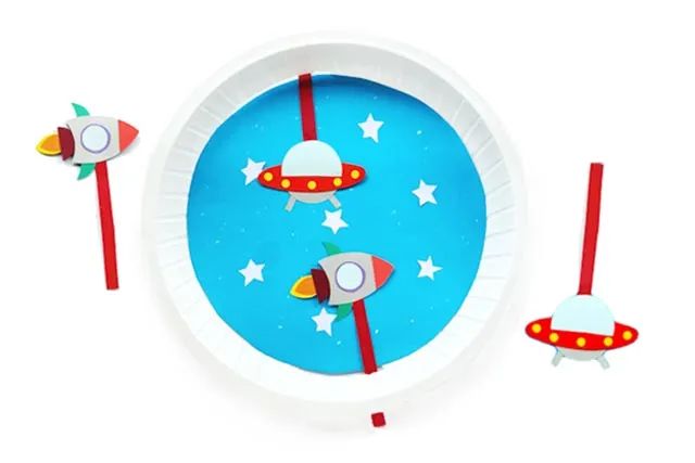 纸盘子手工制作自制太空飞船玩具