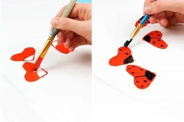 幼儿学画画：卫生纸筒印画瓢虫