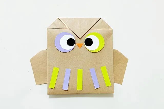 折纸拼贴画猫头鹰，锻炼幼儿综合手工能力