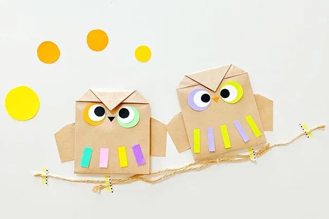 折纸拼贴画猫头鹰，锻炼幼儿综合手工能力