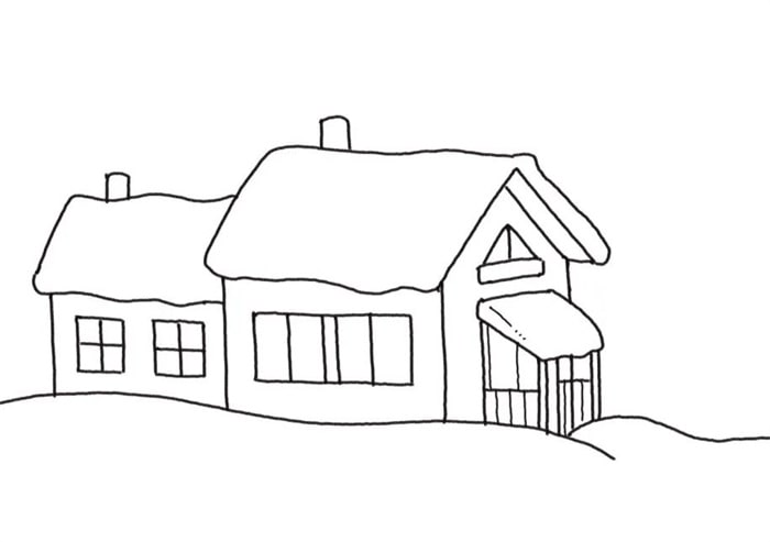 雪景房子简笔画图片教程