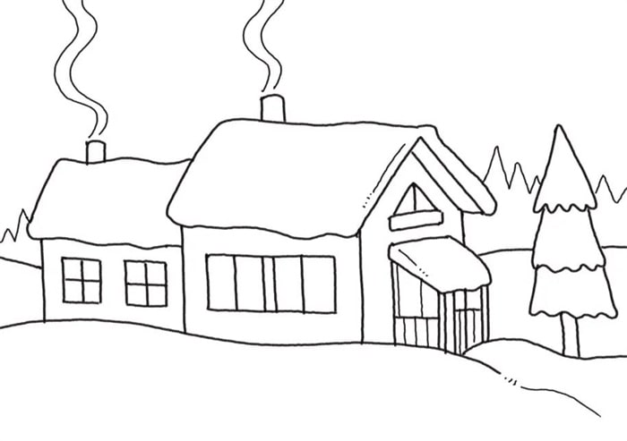雪景房子简笔画图片教程