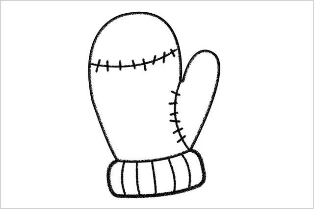 儿童画冬天：怎么画连指手套简笔画