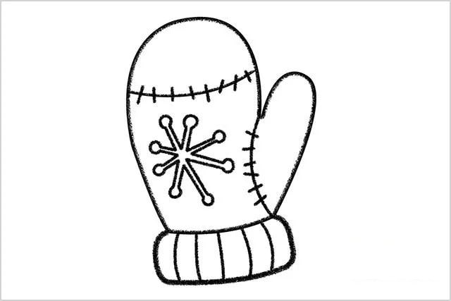 儿童画冬天：怎么画连指手套简笔画