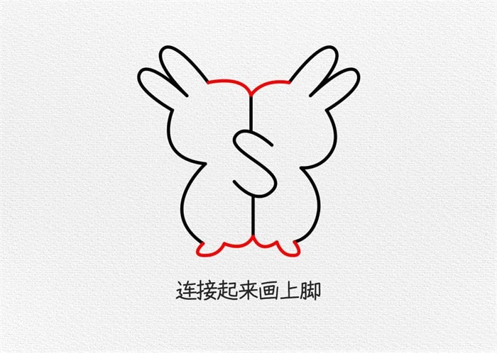 拥抱的小兔子简笔画图文教程