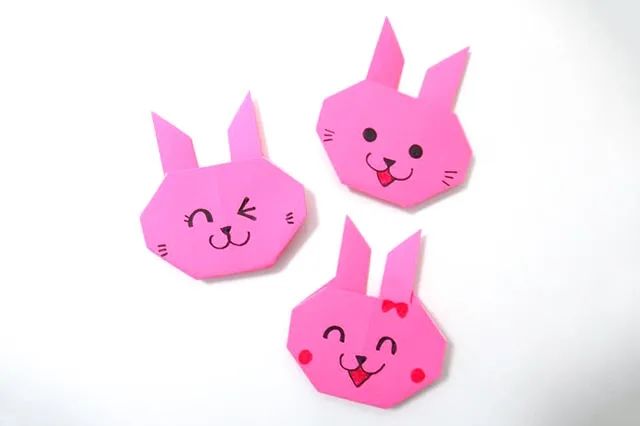 儿童折纸手工简单可爱兔子头装饰