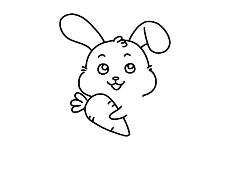 2023兔年抱着萝卜的小兔子简笔画图文教程