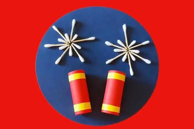 儿童新年手工制作烟花拼贴画