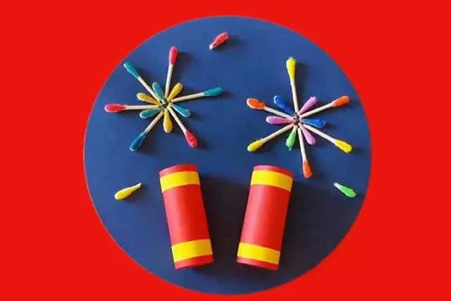 儿童新年手工制作烟花拼贴画