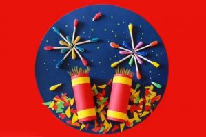 儿童新年手工制作烟花拼贴画