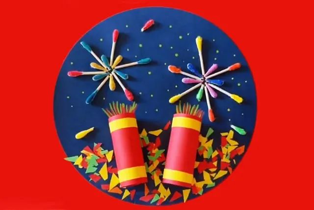 儿童新年手工制作烟花拼贴画