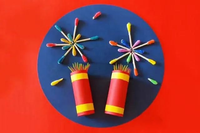 儿童新年手工制作烟花拼贴画