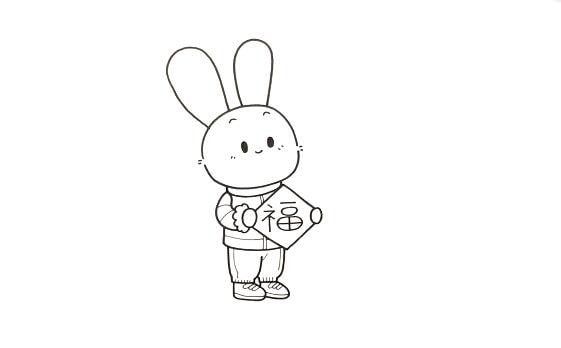 2023兔年送福儿童简笔画图文教程
