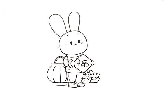 2023兔年送福儿童简笔画图文教程