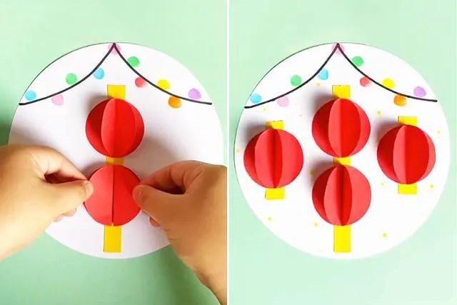 兔年手工：怎么制作灯笼拼贴画(步骤图解)