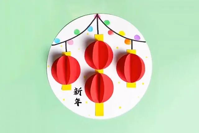 兔年手工：怎么制作灯笼拼贴画(步骤图解)