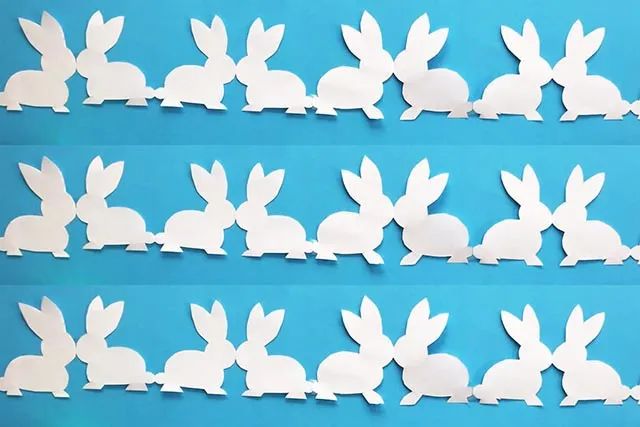 剪纸兔子：怎么剪纸连在一起的四只兔子(步骤图解)