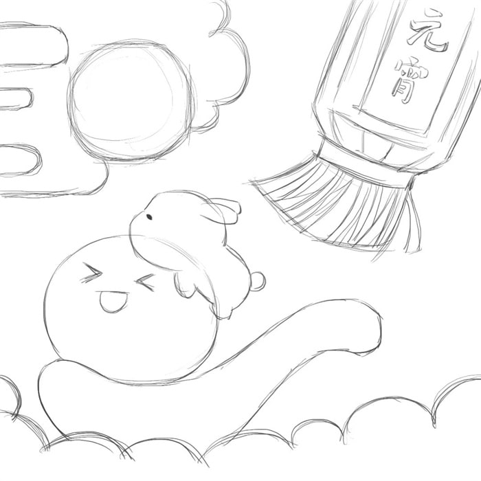 元宵节少儿美术课程《兔年元宵》