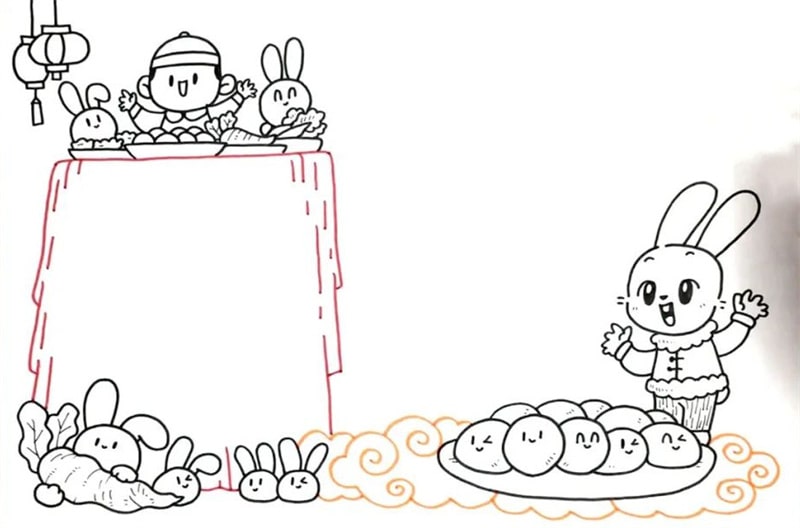 兔年元宵节手抄报怎么画简单又漂亮