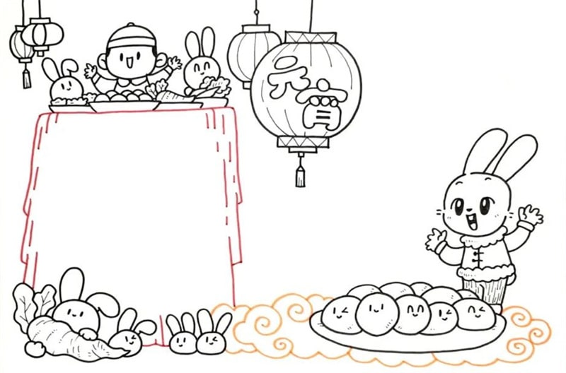 兔年元宵节手抄报怎么画简单又漂亮