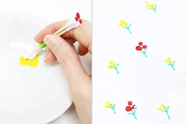 儿童画春天：怎么用棉签印画花朵(步骤图解)