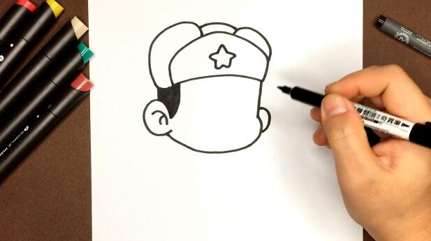 雷锋头像简笔画图文教程