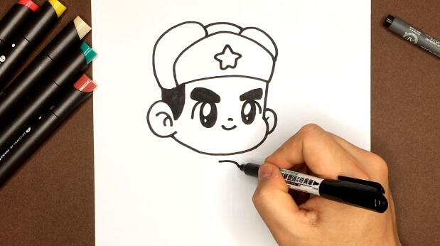 雷锋头像简笔画图文教程