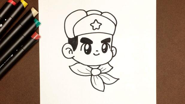 雷锋头像简笔画图文教程