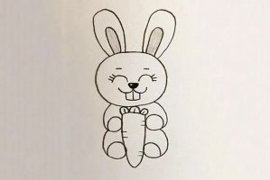 怎么画抱着胡萝卜的小兔子简笔画(步骤图解)
