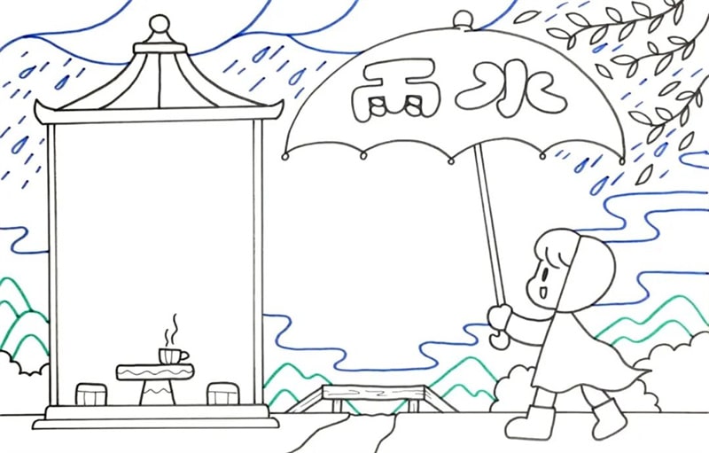 雨水节气手抄报图文教程简单又漂亮
