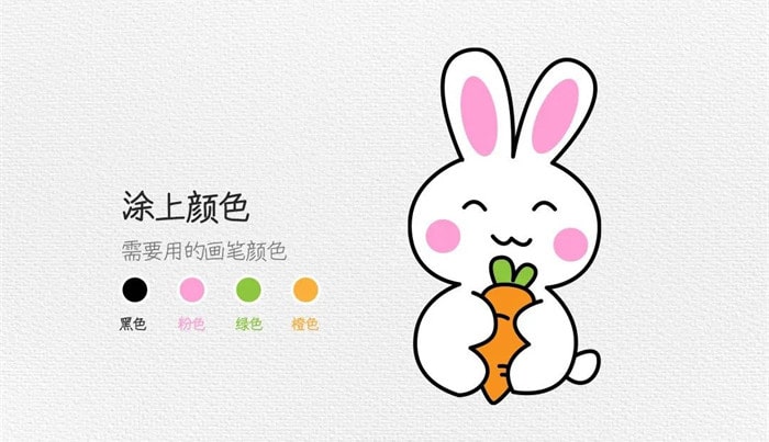 抱着萝卜的可爱小白兔简笔画图文教程