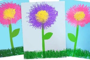 儿童画春天：怎么用叉子印画春天花朵(步骤图解