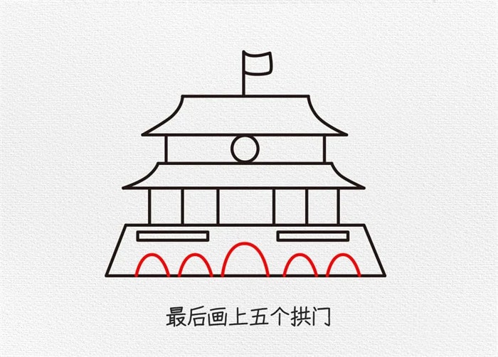 天安门儿童简笔画图文教程简单又好看