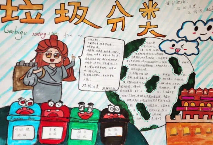垃圾分类人人有责手抄报图片及内容漂亮