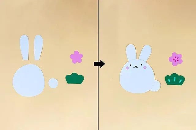 兔年幼儿园手工：彩纸制作兔子挂饰(步骤图解)