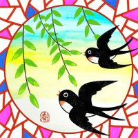 儿童春天的图片景色画《似曾相识燕归来》