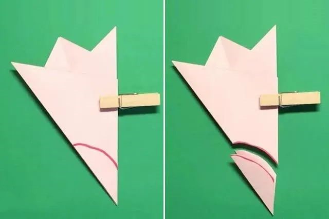 幼儿简单手工：剪纸平面桃花(步骤图解)