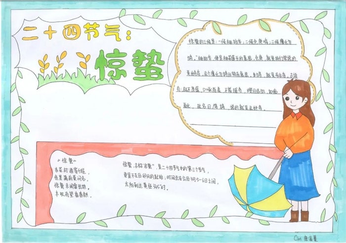 24节气惊蛰手抄报简单又好看