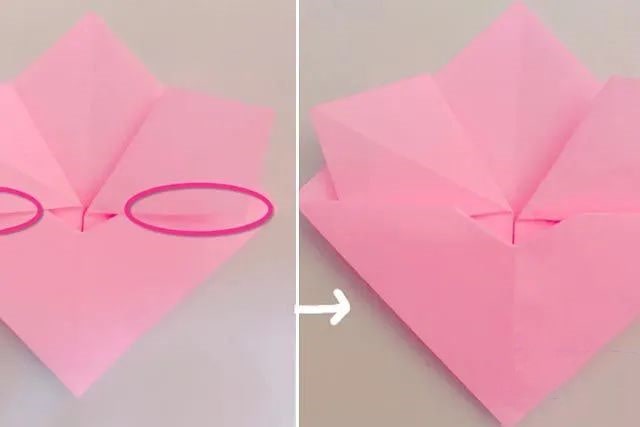 幼儿春天手工折纸立体桃花(步骤图解)