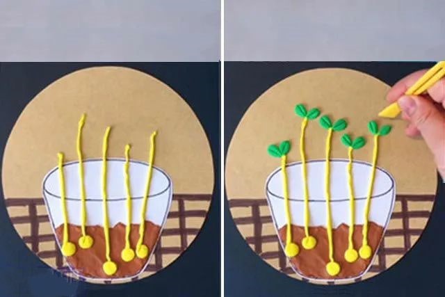 幼儿春天手工：种子发芽拼贴画(步骤图解)