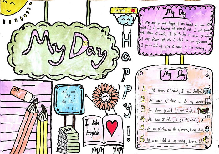 my day英语手抄报图片