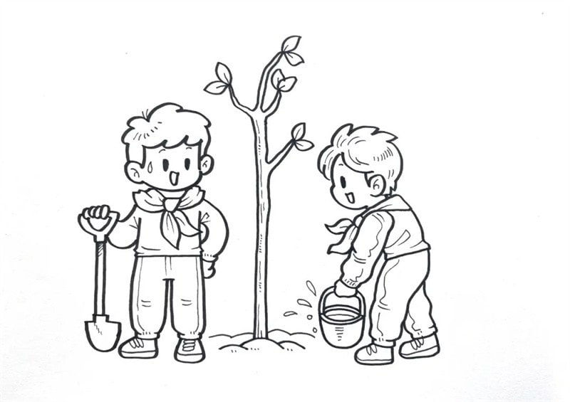 植树节儿童简笔画怎么画简单又漂亮