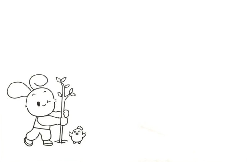 带兔子的植树节手抄报图片教程简单好看