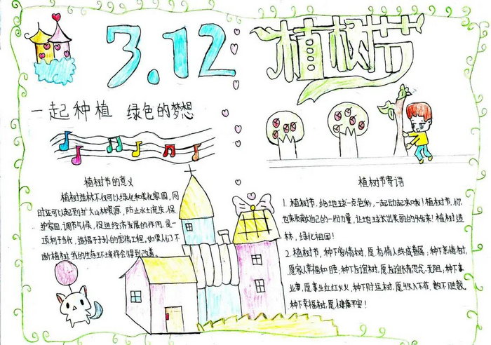 植树节手抄报简单漂亮字又少