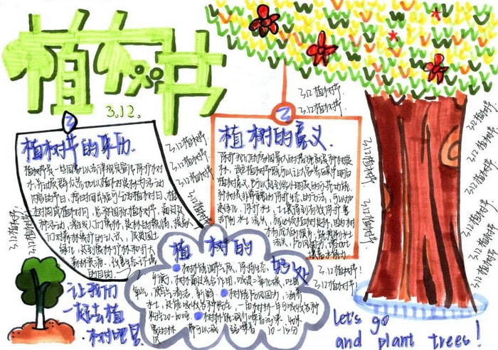 植树节手抄报简单漂亮字又少
