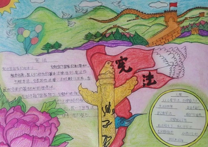 宪法伴我成长手抄报一等奖图片