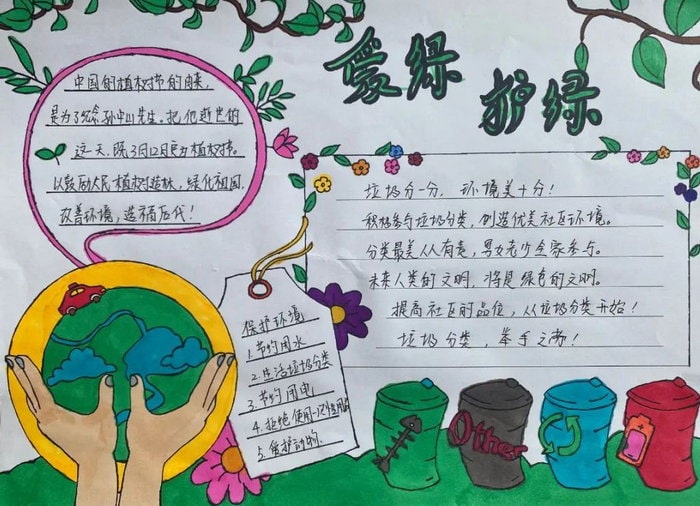 爱绿护绿从我做起手抄报图片