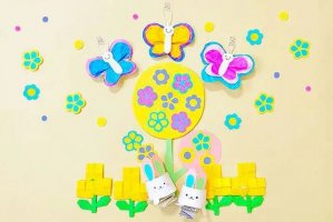 春天主题环创墙贴：折纸贴画油菜花和它的朋友