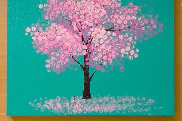 儿童画春天：气泡膜印画大树